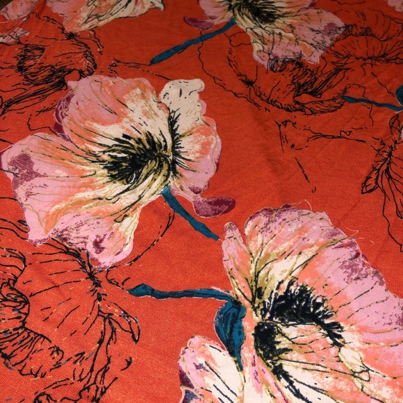 FREE PEOPLE orange/floral bell sleeve top - Picture 5 of 7